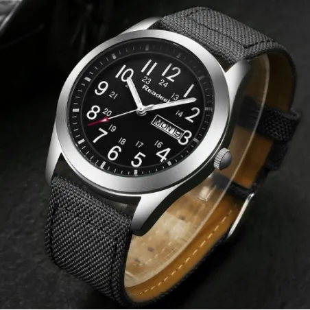 READEEL - sports Quartz-klokke - vanntett - lerretsrem