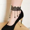 Sexy anklet - black vintage lace / tasselsAnklets