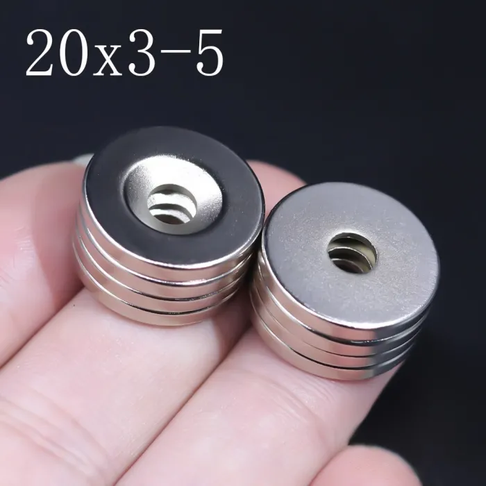 N35 - aimant néodyme - disque puissant - 20 mm * 3 mm - avec trou de 5 mm