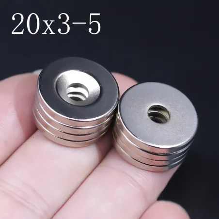 N35 - aimant néodyme - disque puissant - 20 mm * 3 mm - avec trou de 5 mm