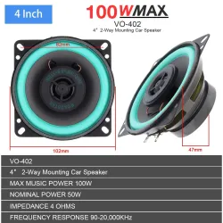 Universal bilkoaxialhögtalare - Hifi - fullt sortiment - 2-vägs montering - 100W