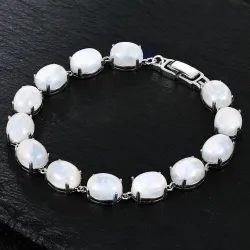 Elegant armbånd - naturlig måneskinnstein - 925 sterling sølv