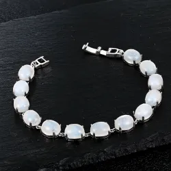 Elegant armbånd - naturlig måneskinnstein - 925 sterling sølv