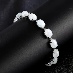Elegant armbånd - naturlig måneskinnstein - 925 sterling sølv