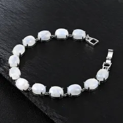 Elegant armbånd - naturlig måneskinnstein - 925 sterling sølv