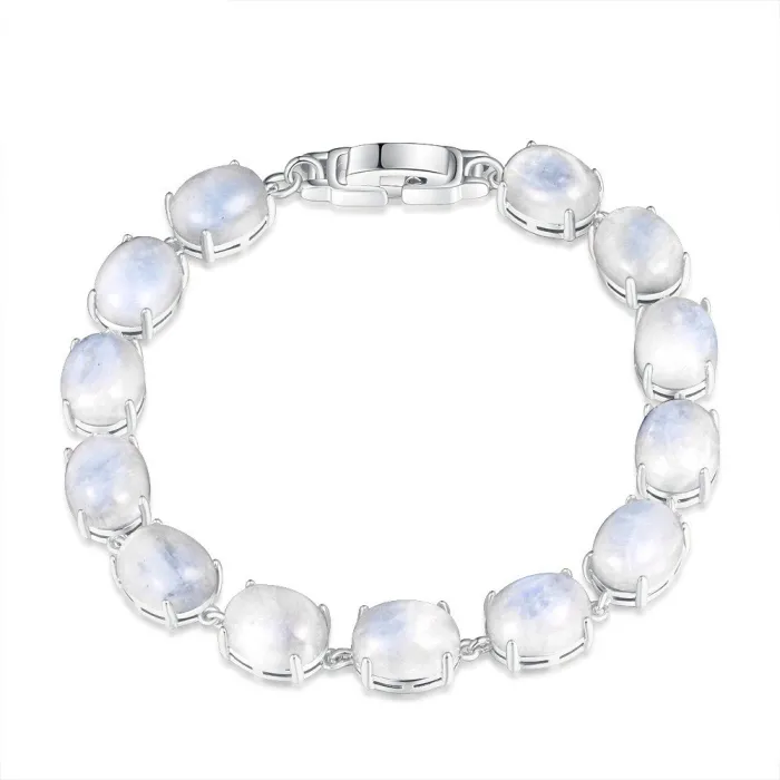 Elegant armbånd - naturlig måneskinnstein - 925 sterling sølv