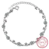 Bracelet élégant - fleurs zircon - coeurs - argent 925