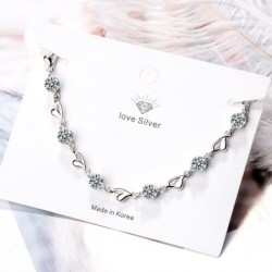 Bracelet élégant - fleurs zircon - coeurs - argent 925