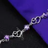 Elegant bracelet - purple crystals / hearts - 925 sterling silverBracelets
