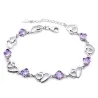 Elegancka bransoletka - fioletowe kryształki / serduszka - srebro próby 925Bransoletki