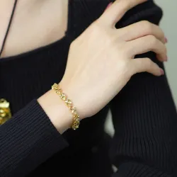 Trevo de quatro folhas da sorte - pulseira de ouro