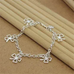 Armband mit vierblättrigem Kleeblatt - 925er Sterlingsilber