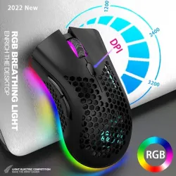 BM600 - souris gaming RGB sans fil - design nid d'abeille - rechargeable - USB - 2.4G