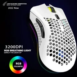 MouseBM600 - mouse inalámbrico para juegos RGB - diseño de panal - recargable - USB - 2.4G