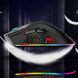 BM600 - trådløs RGB gaming mus - honeycomb design - oppladbar - USB - 2.4G