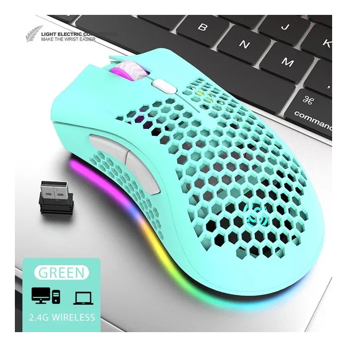 BM600 - draadloze RGB-gamingmuis - honingraatontwerp - oplaadbaar - USB - 2.4GMuizen