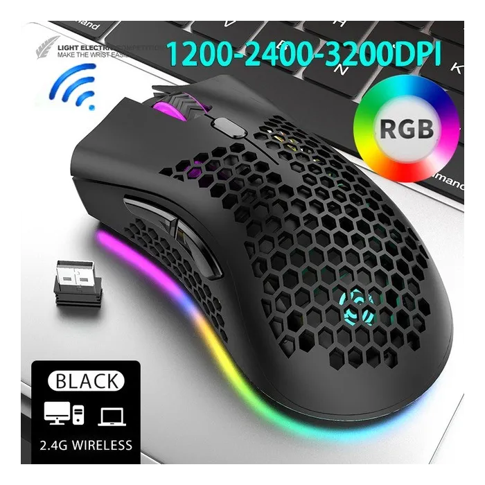 BM600 – kabellose RGB-Gaming-Maus – Wabendesign – wiederaufladbar – USB – 2,4 G