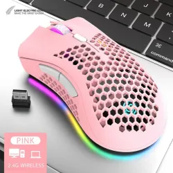 BM600 - trådløs RGB gaming mus - honeycomb design - genopladelig - USB - 2.4G
