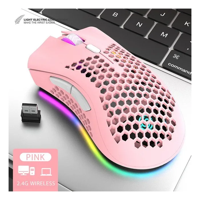 BM600 - draadloze RGB-gamingmuis - honingraatontwerp - oplaadbaar - USB - 2.4GMuizen
