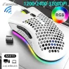 MouseBM600 - mouse inalámbrico para juegos RGB - diseño de panal - recargable - USB - 2.4G