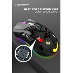 BM600 - souris gaming RGB sans fil - design nid d'abeille - rechargeable - USB - 2.4G