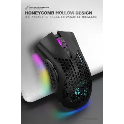BM600 - souris gaming RGB sans fil - design nid d'abeille - rechargeable - USB - 2.4G