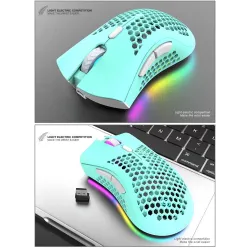 BM600 - trådløs RGB gaming mus - honeycomb design - genopladelig - USB - 2.4G