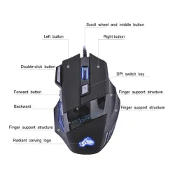 Kablet gaming optisk mus - LED - 5500DPI