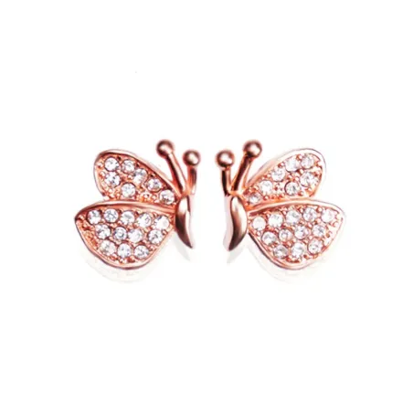 Earrings with diamond butterflies - 925 sterling silverEarrings