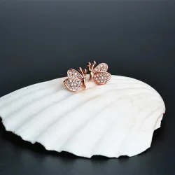 Boucles d'oreilles avec papillons en diamant - argent sterling 925