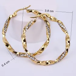 Boucles d'oreilles créoles dorées avec cristaux