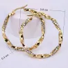 Brinco argola dourado com cristais