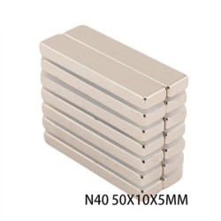 N40 - aimant néodyme - bloc rectangulaire puissant - 50mm * 10mm * 5mm