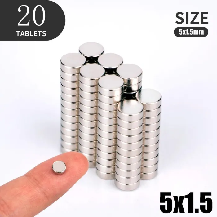 N35 - neodymmagnet - sterk skive - 5mm * 1,5mm - 20 stykker