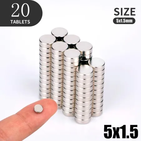 N35 - neodymmagnet - sterk skive - 5mm * 1,5mm - 20 stykker