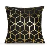 Fodera per cuscino bianco / nero - motivo geometrico dorato - 45 cm * 45 cm