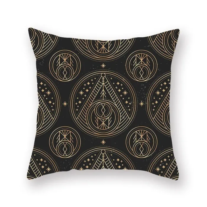Capa de almofada preta - padrão bronze dourado - 45cm * 45cm