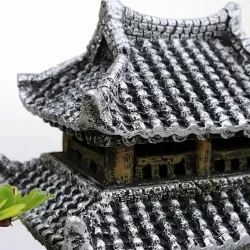 Maison de style chinois en résine - décoration d'aquarium