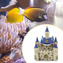 Mini château blanc-bleu - décoration aquarium