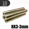 N35 - neodymmagnet - sterk skive - 8mm * 3mm - med 3mm hull - 10 stk.