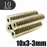 N35 - neodyymimagneetti - vahva levy - 10mm * 3mm - 3mm reiällä - 10 kpl