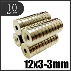 N35 - neodymmagnet - sterk skive - 12mm * 3mm - med 3mm hull
