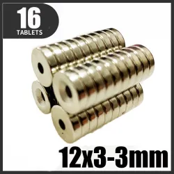 N35 - neodymmagnet - sterk skive - 12mm * 3mm - med 3mm hull