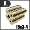 N35 - neodymmagnet - sterk skive - 15mm * 3mm - med 4mm hull - 8 stk.