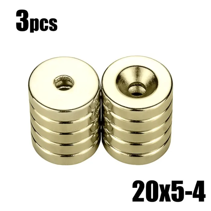N35 - neodymmagnet - stærk skive - 20mm * 5mm - med 4mm hul - 3 stk.
