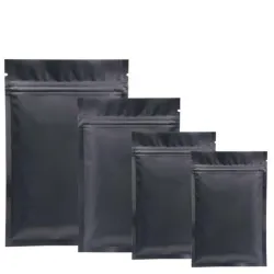 Mattsvart - aluminiumfoliepåsar - återförslutningsbara - blixtlås - 100 st