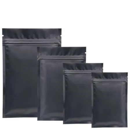 Noir mat - sachets en aluminium - refermables - ziplock - 100 pièces
