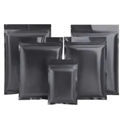 Matowa czerń - woreczki z folii aluminiowej - zamykane - ziplock - 100 sztukTorby Do Przechowywania