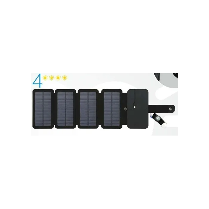 Solcelle sammenleggbar telefonlader - USB - 10W - 4/5 solcellepaneler