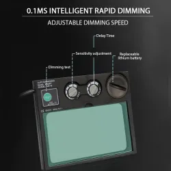 Masque de soudage - auto-obscurcissant - alimenté par batterie solaire - MIG TIG - DIN 4 - DIN 16 - aigle rouge